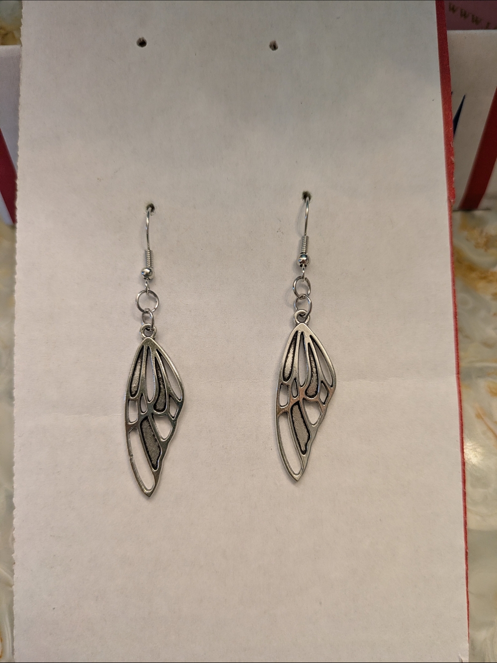 Silver Butterfly Wing Cutout Dangle Earrings Fantasy Goth Whimsy Whimsygoth